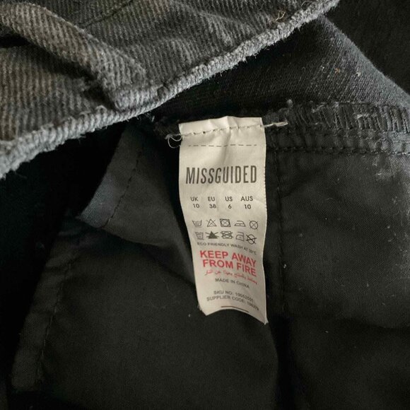 Missguided Womens Black Cotton‎ A-Line Denim Jean Skirt Small Raw Hem - Picture 11 of 13